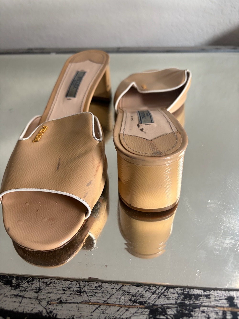 Beige Open-Toe Block Heel Slide - Women's Slip-On Sandal